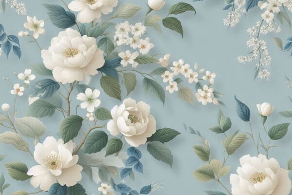 aegea blue floral wallpaper