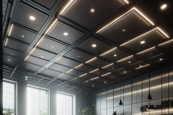 black drop ceiling tiles