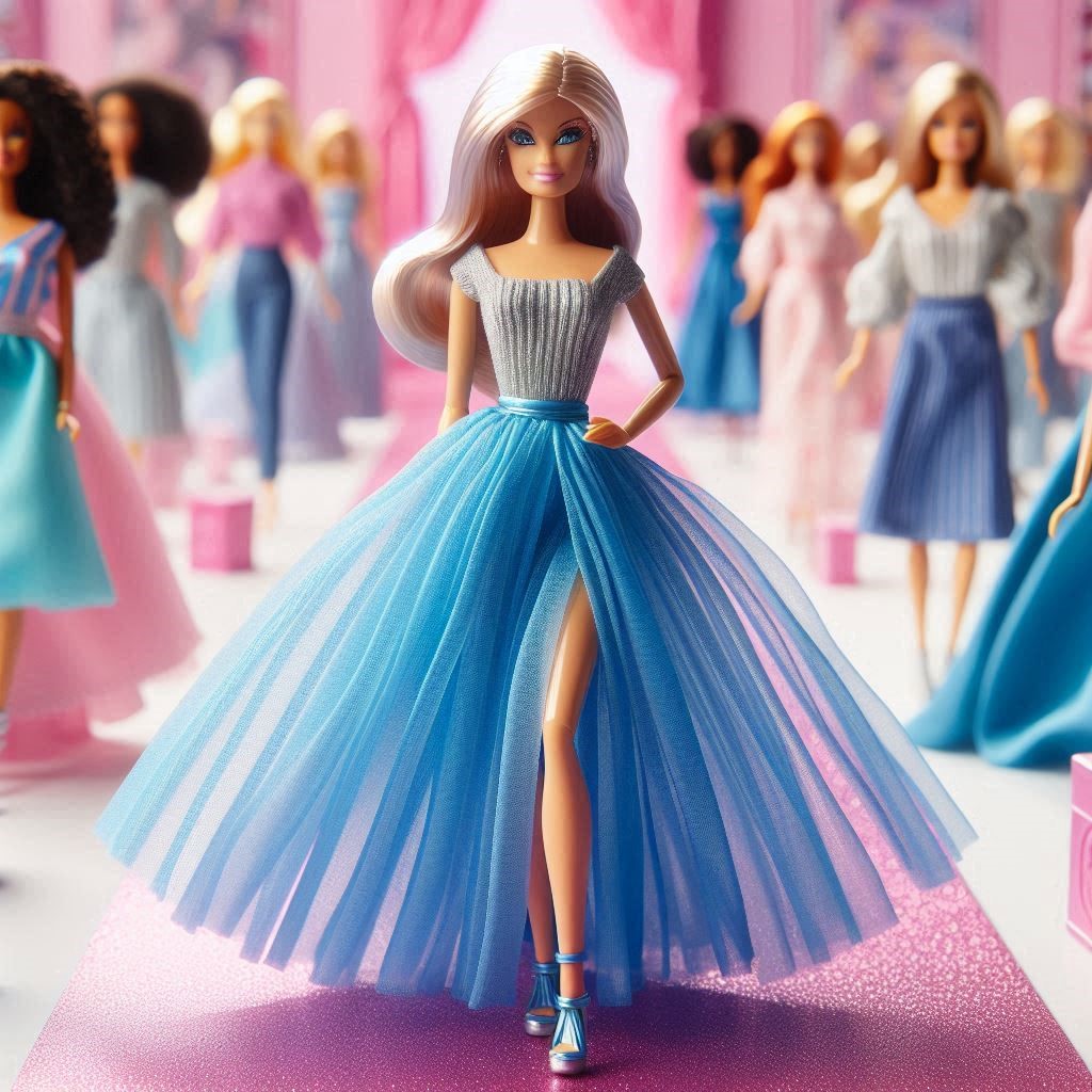 Barbie Doll Long Blue Skirt