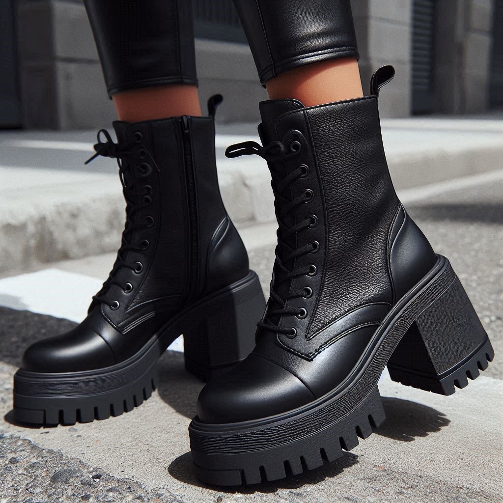 Forever 21 Black Chunky High Top Ankle Boots