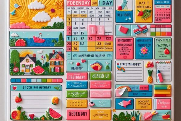 Magnetic calendar for refrigerator